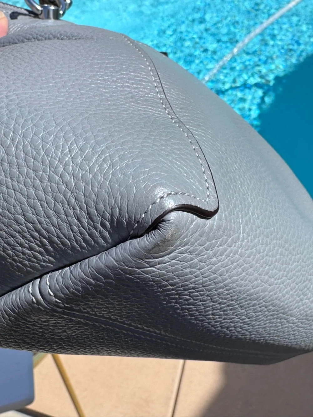 Coach Kacey Satchel grey pebble leather snake-embossed handle and strap EUC - Picture 10 of 17